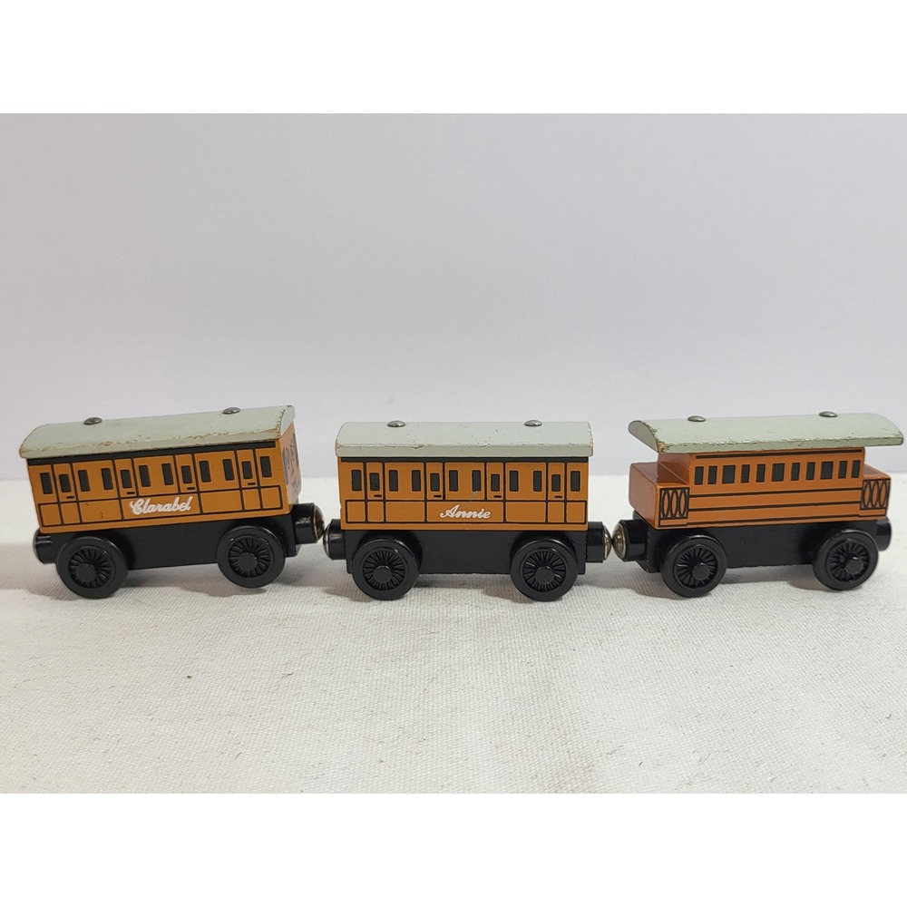 Thomas Wooden Railway Annie Clarabel Henrietta Coach Car Lot 3pc Train Wood